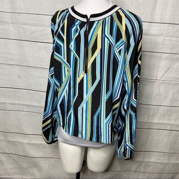 bisou bisou large womens geometric retro 70s top - Picture 4 of 6